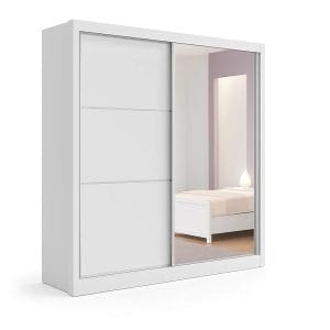 Guarda-Roupa Casal 2 Portas Athenas – 3 Gavetas – 100% MDF – Branco – 1,85 m – Com Espelho