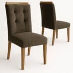 Cadeira para Mesa de Jantar Porto – Kit com 2 Unidades – Tecido Linho Marrom Acinzentado – Estrutura 100% MDF e Encosto Anatômico