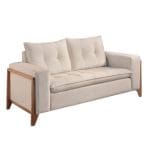 Sofá 2 Lugares Madri – Chenille Bouclê Creme – 156 cm – Espuma D33 e Estrutura em Madeira Maciça