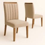 Cadeira para Mesa de Jantar Coimbra – Kit com 2 Unidades – Tecido Linho Cru – Encosto Anatômico e Estrutura 100% MDF