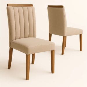 Cadeira para Mesa de Jantar Coimbra - Tecido Linho Cru - Kit com 2 unidades.