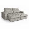 Sofá Retrátil e Reclinável 5 Lugares Vezzo Astro 2.50m – Molas Ensacadas – Veludo Cinza Luxo – Pillow Top 14cm