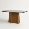 Mesa de Jantar Retangular - Tampo de MDF com Vidro - Base Naturale e Tampo Grafite - 1.20x0.80m  - Vezzo Porto