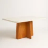Mesa de Jantar Retangular - Tampo de MDF com Vidro - Base Naturale e Tampo Off White - 1.20x0.80m  - Vezzo Porto