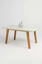 Mesa de Jantar Arizona – Naturale/Off White – 130x90 cm – Tampo de Vidro e Estrutura 100% MDF