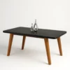 Mesa de Jantar Arizona – Naturale/Grafite – 130x90 cm – Tampo de Vidro 4 mm e Estrutura 100% MDF