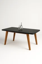 Mesa de Jantar Arizona – Naturale/Grafite – 130x90 cm – Tampo de Vidro 4 mm e Estrutura 100% MDF