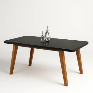 Mesa de Jantar Arizona – Naturale/Grafite – 130x90 cm – Tampo de Vidro 4 mm e Estrutura 100% MDF