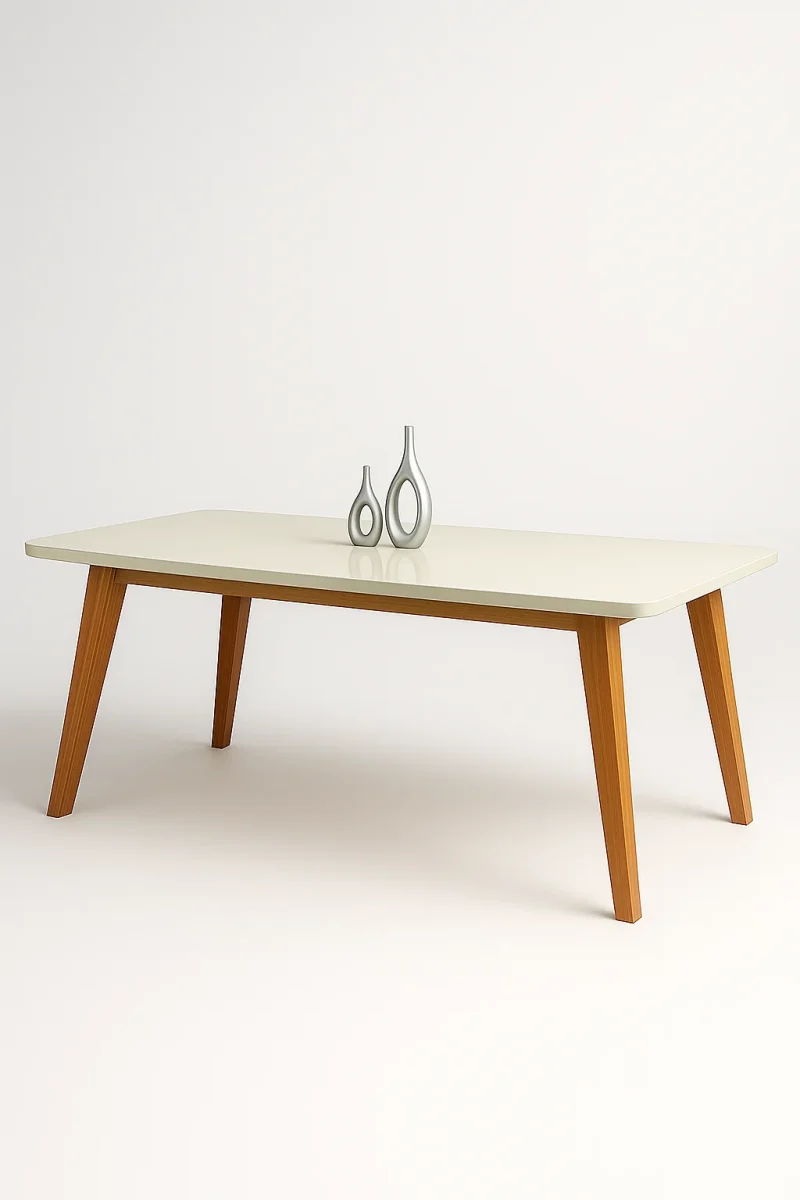 assets task 01jtgwtf6vextsv7t8da4m450g 1746471371 img 1 1 Mesa de Jantar Retangular - Tampo de MDF com Vidro - Base Naturale e Tampo Off White - 1.60x0.80m - Vezzo Arizona