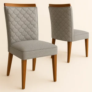 Cadeira para Mesa de Jantar Santarem - Tecido Linho Gelo - Kit com 2 unidades.