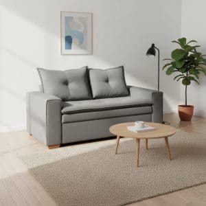 Sofá 2 Lugares Fixo Vezzo Le Mans – Veludo Cinza – 1,50 m