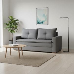 Sofá 3 Lugares Fixo Vezzo Le Mans – Veludo Cinza – 2,10 m