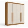 Guarda-Roupa Solteiro 4 Portas Detroit Plus – 3 Gavetas – 100% MDF – Cinamomo com Off White – 1,85 m