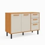 Balcão de Cozinha Júpiter 3 Portas 2 Gavetas – Cinamomo/Off White – 1,20 m