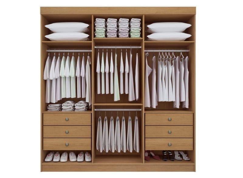 COLIBRI ABERTO 6 PORTAS scaled 1 1 Guarda-Roupa Casal 6 Portas Memphis Plus – 6 Gavetas – Estrutura MDF – Branco – 2,06 m
