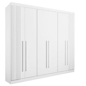 Guarda-Roupa Casal 6 Portas Detroit – 6 Gavetas – 100% MDF – Branco – 2,75 m – Detroit – Ripado