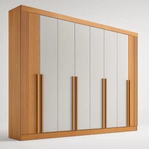 Guarda-Roupa Casal 8 Portas Boston – 8 Gavetas – 100% MDF – Cinamomo com Off White – 2,75 m – Ripado – Sapateira