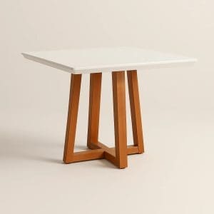 Mesa de Jantar Jasmin 1,60m – Tampo Off White – Base Cor Imbuia – Design Compacto para 6 Lugares
