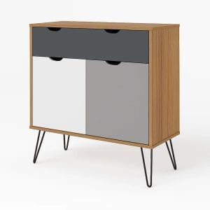 Balcão Buffet Aparador Glenda – Design Escandinavo – Pés de Metal – 2 Portas Usinadas