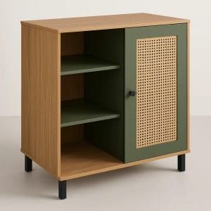Buffet Frida – Porta em Palhinha – Nichos Internos – 80 cm – Menta com Madeirado