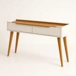 Aparador Buffet Begonia 136cm – Cantos Curvos Lacados – 2 Gavetas Telescópicas – Pés em Madeira Maciça
