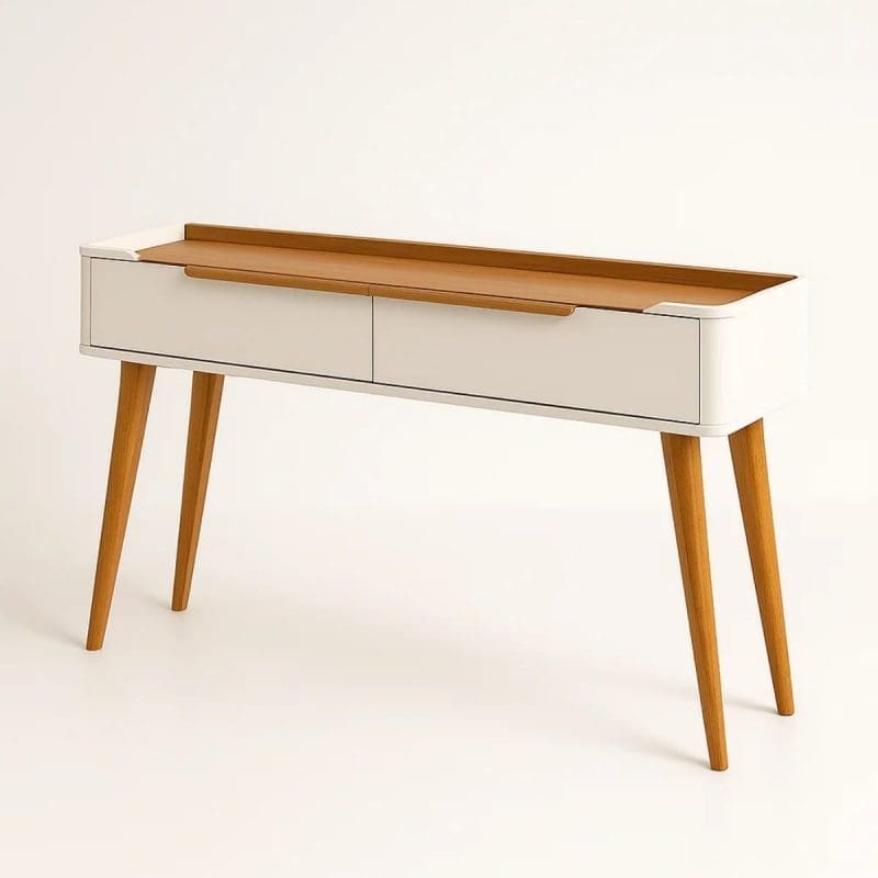 0001 1754 Aparador Buffet Begonia 136cm – Cantos Curvos Lacados – 2 Gavetas Telescópicas – Pés em Madeira Maciça