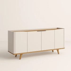 Buffet Aparador Begonia 1,80m – Cantos Curvos Lacados – Portas com Amortecedor – Pés em Madeira Maciça
