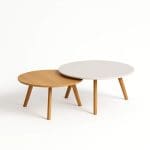 Conjunto Mesa de Centro Gardenia – Tampo MDF 25mm Chanfrado – Pés em Madeira Maciça – Design Ninho Sobreposto