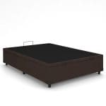 Base Box Baú Sultano Blindado – Casal – Tecido Linhão Marrom – Estrutura Reforçada e Abertura Superior – 138x188x44 cm