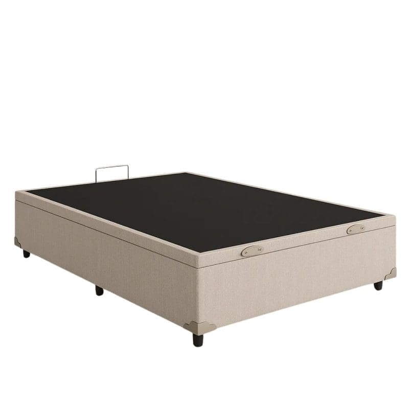 0001 1978 1 Base Box Baú Sultano Blindado – Casal – Tecido Linhão Palha – Estrutura Reforçada e Abertura Superior – 138x188x44 cm