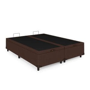 Base Box Baú Sultano Blindado – Queen – Tecido Linhão marrom – Estrutura Reforçada e Abertura Superior – 158x198x44 cm