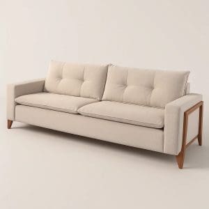 Sofá 2 Lugares Madri – Chenille Bouclê Creme – 216 cm – Espuma D33 e Estrutura em Madeira Maciça