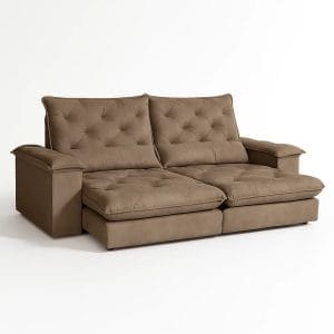 Sofá Rétratil e Reclinável Havana - Veludo luxo marrom - 250cm