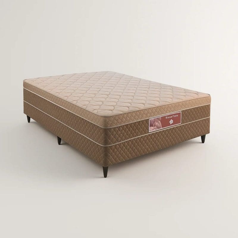 0001 3017 Unibox Ortopédico Casal – Revestimento Linho Marrom – Estrutura Reforçada e Conforto Firme