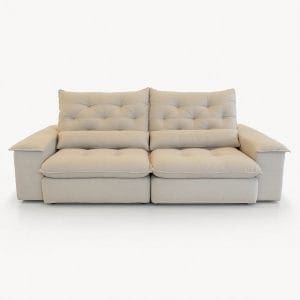 Sofá Rétratil e Reclinável Havana - Linho Cru - 230cm