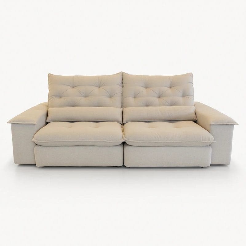 0001 313 Sofá Rétratil e Reclinável Havana - Linho Cru - 230cm