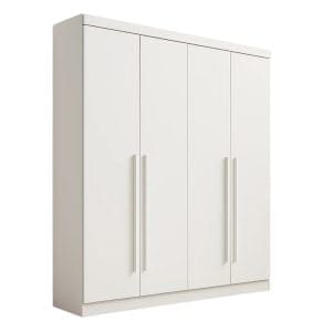Guarda-Roupa Solteiro 4 Portas Detroit Plus – 3 Gavetas – 100% MDF – Branco – 1,85 m