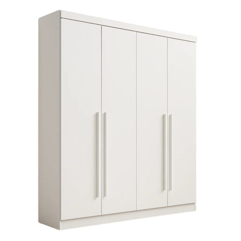 0001 4837 1 Guarda-Roupa Solteiro 4 Portas Detroit Plus – 3 Gavetas – 100% MDF – Branco – 1,85 m