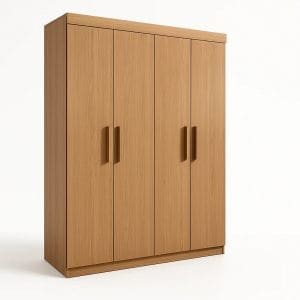 Guarda-Roupa Solteiro 4 Portas Memphis – 3 Gavetas – Estrutura MDF – Cinamomo – 1,38 m