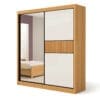 Guarda-Roupa Casal 2 Portas Houston – 3 Gavetas – 100% MDF – Cinamomo com Off White – 1,85 m – Com Espelho