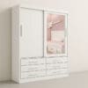Guarda-Roupa Solteiro 2 Portas Tucson – 6 Gavetas – Estrutura MDF – Branco – 1,35 m – Com Espelho