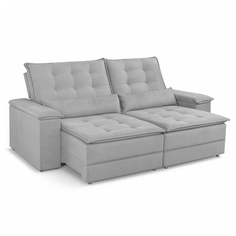 0001 4943 1 Sofá Retrátil e Reclinável Coral - Linho Gelo - 250cm