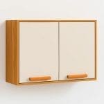 Armário de Cozinha Júpiter 2 Portas 80 cm – Cinamomo/Off White, Estrutura em MDP e Pistão a Gás