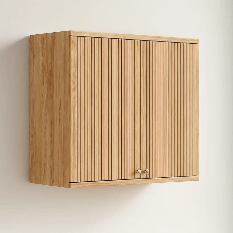 0001 6097 Armário Aéreo 2 Portas Pandora 80x74 cm – 100% MDF, Estilo Ripado, Dobradiças Slow Motion