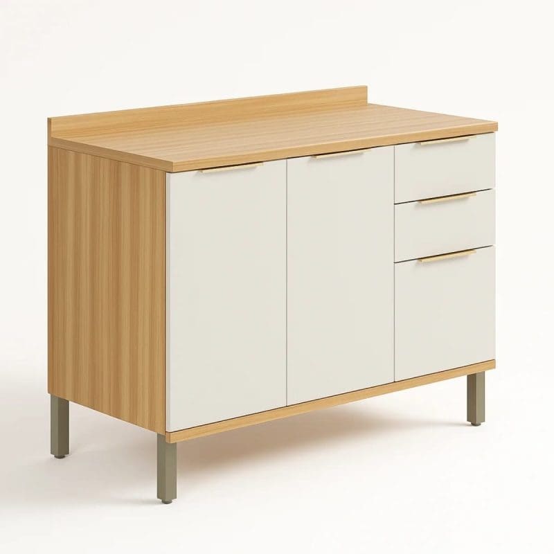 0001 6100 Balcão Pandora 3 Portas - Amendoa/Off White - 120x90