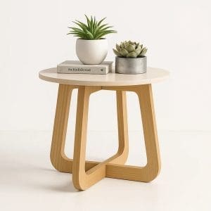 Mesa de Centro Babi - Off white/Carvalho - 59x46