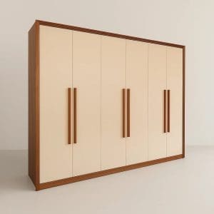 Guarda-Roupa Casal 6 Portas Charme – 6 Gavetas – 100% MDF – Naturale com Off White – 2,70 m