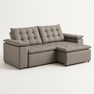 Sofá Retrátil e Reclinável Astreu - Linho  Cinza - 200cm