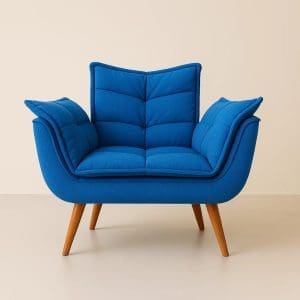 Poltrona Opala com Braçoes - Veludo Azul