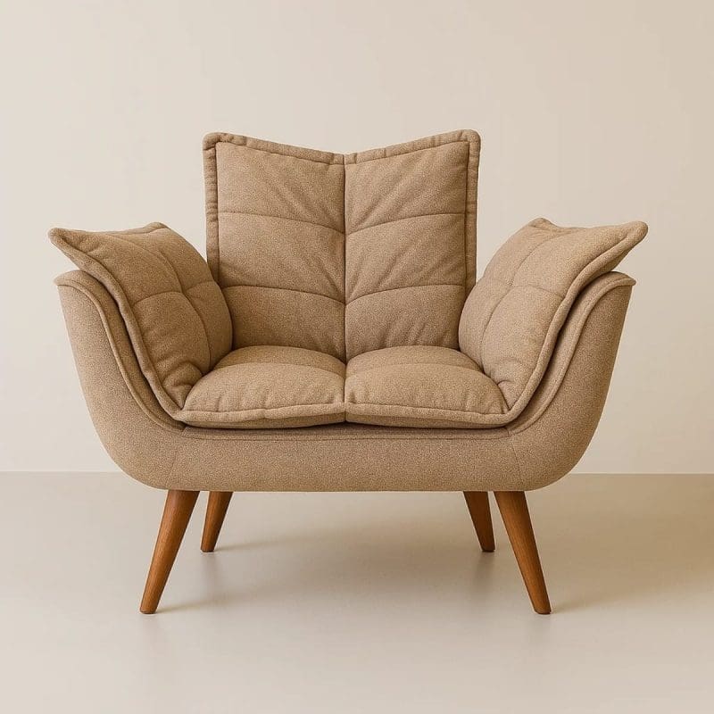 0001 931 Poltrona com braços Opala - Linho Genebra Areia